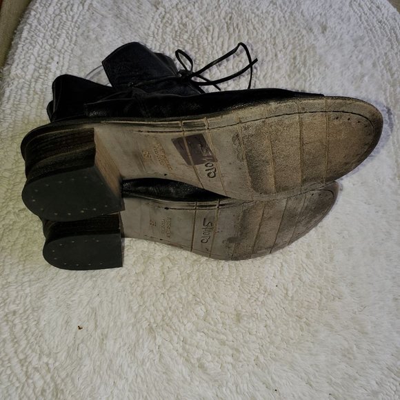 Shoto Handmade Italian Ruched Peep Toe Leather Ankle Booties 36/7 - Picture 6 of 8